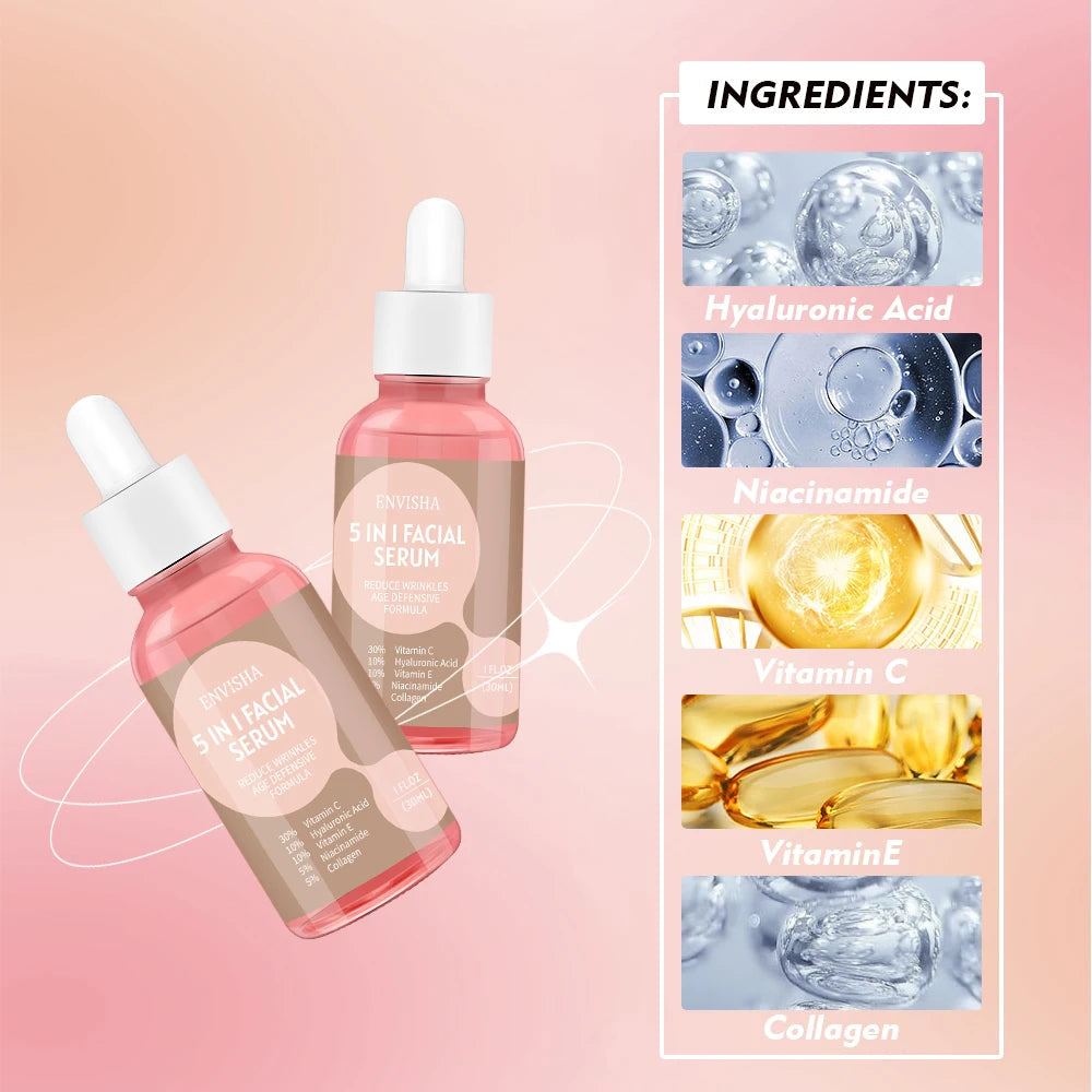 Face Serum Skin Care Collagen Hyaluronic Acid Anti-Aging Wrinkle Whitening Moisturizing Exfoliating Shrink Pores Niacinamide Halalzen