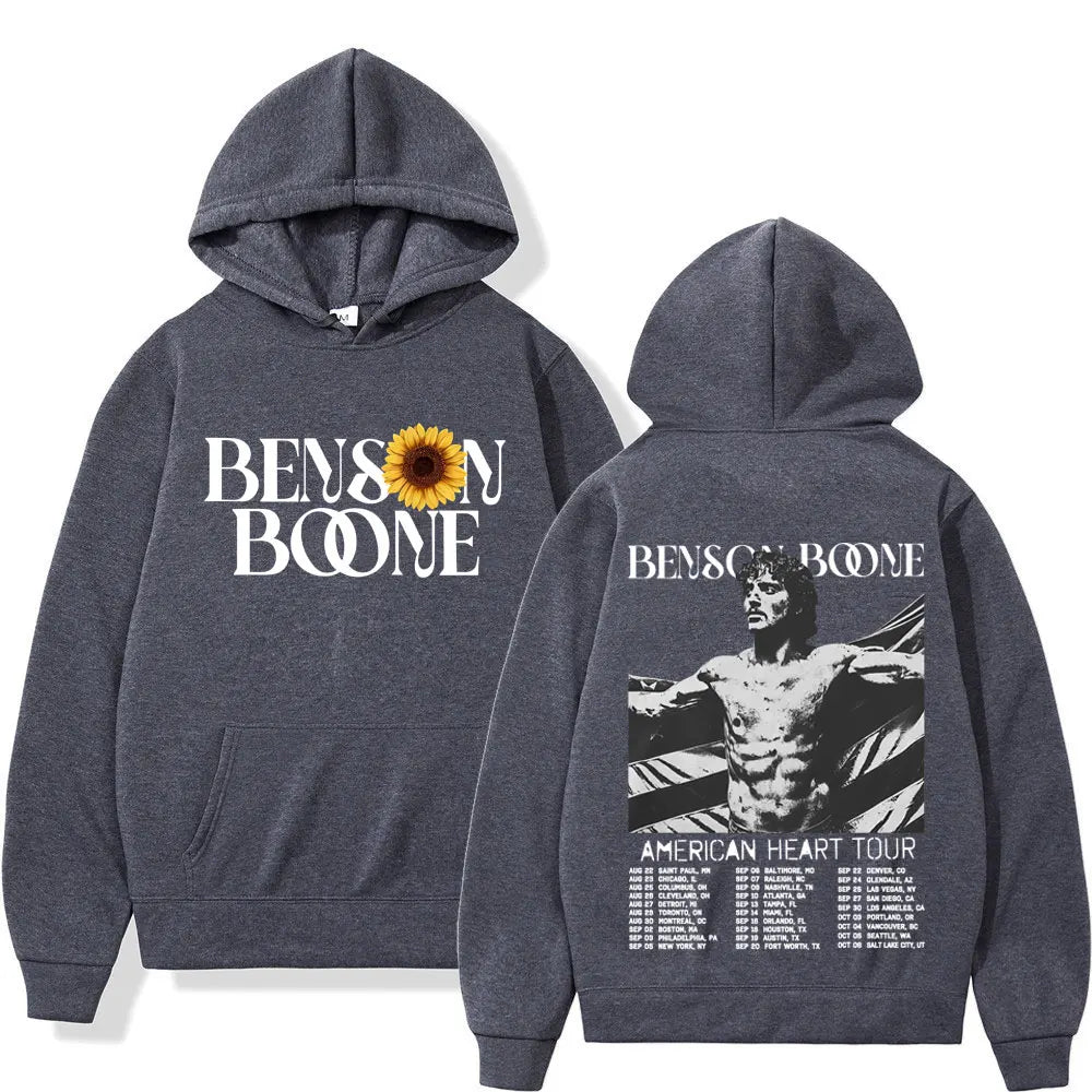 Benson Boone American Heart Tour 2025 Hoodies Men Women Fashion Hip Hop Hooded Sweatshirts Vintage Casual Oversized Pullovers