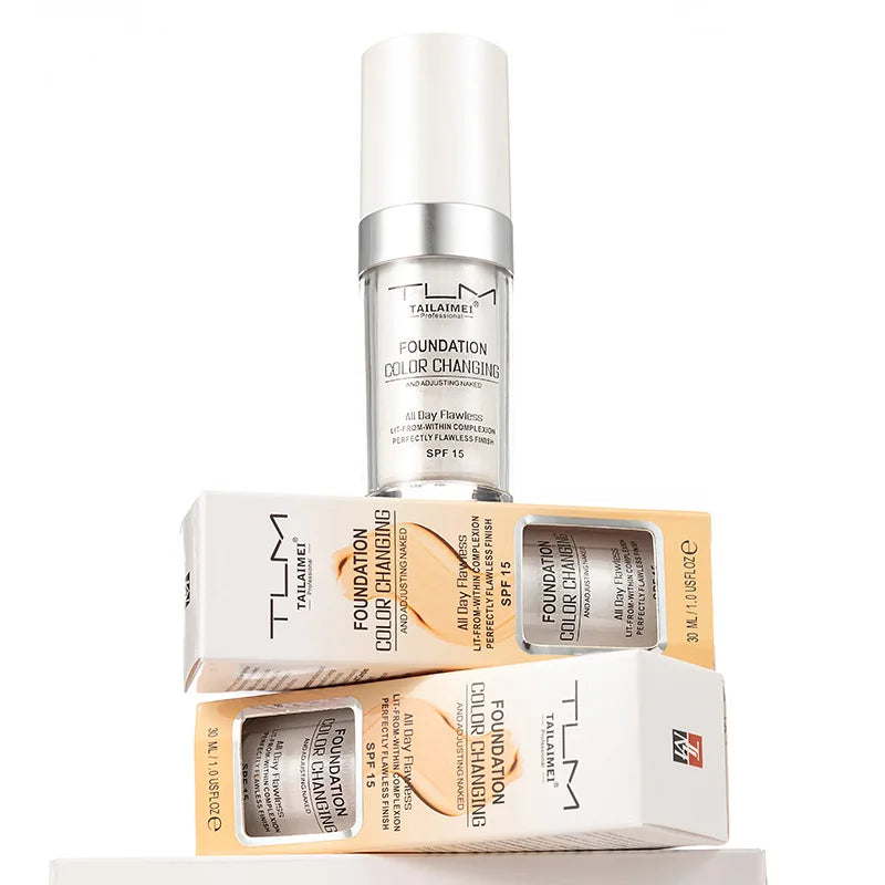 Warm Change liquid foundation sunscreen lasting oil control easy to apply makeup waterproof portable Halalzen
