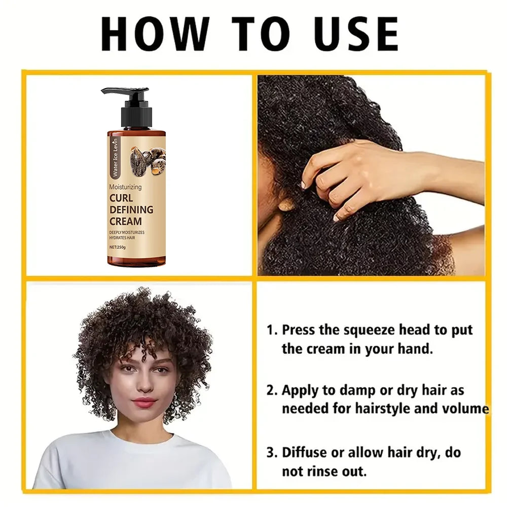 Black Perm, Latin Curls, Braids, Curly Hair Styling Cream, Natural Fluffy and Long-Lasting Style for Hair, Moisturizing and Moisturizing, Suitable for Wavy and Curly Hair, Protecting Hair Halalzen