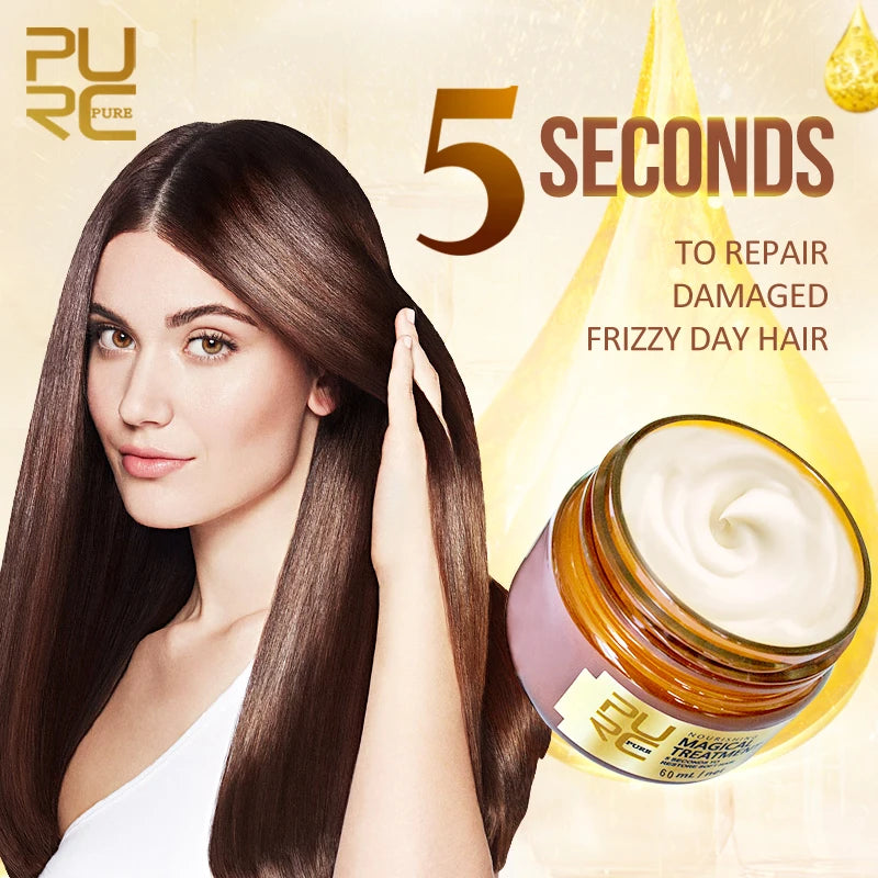 PURC Brazilian Keratin Treatment Cream Straightening Smoothing Hair Mask Sets Repair Damaged Frizz Dry Hair Care for Women 3pcs