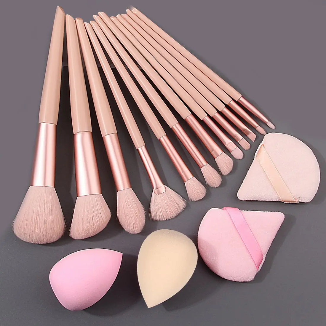 Hot-Selling 12/16PC Multi-Purpose Makeup Brush Set Featuring Ultra-Soft Makeup Powder Pads and Sponge Makeup Eggs with All Tools