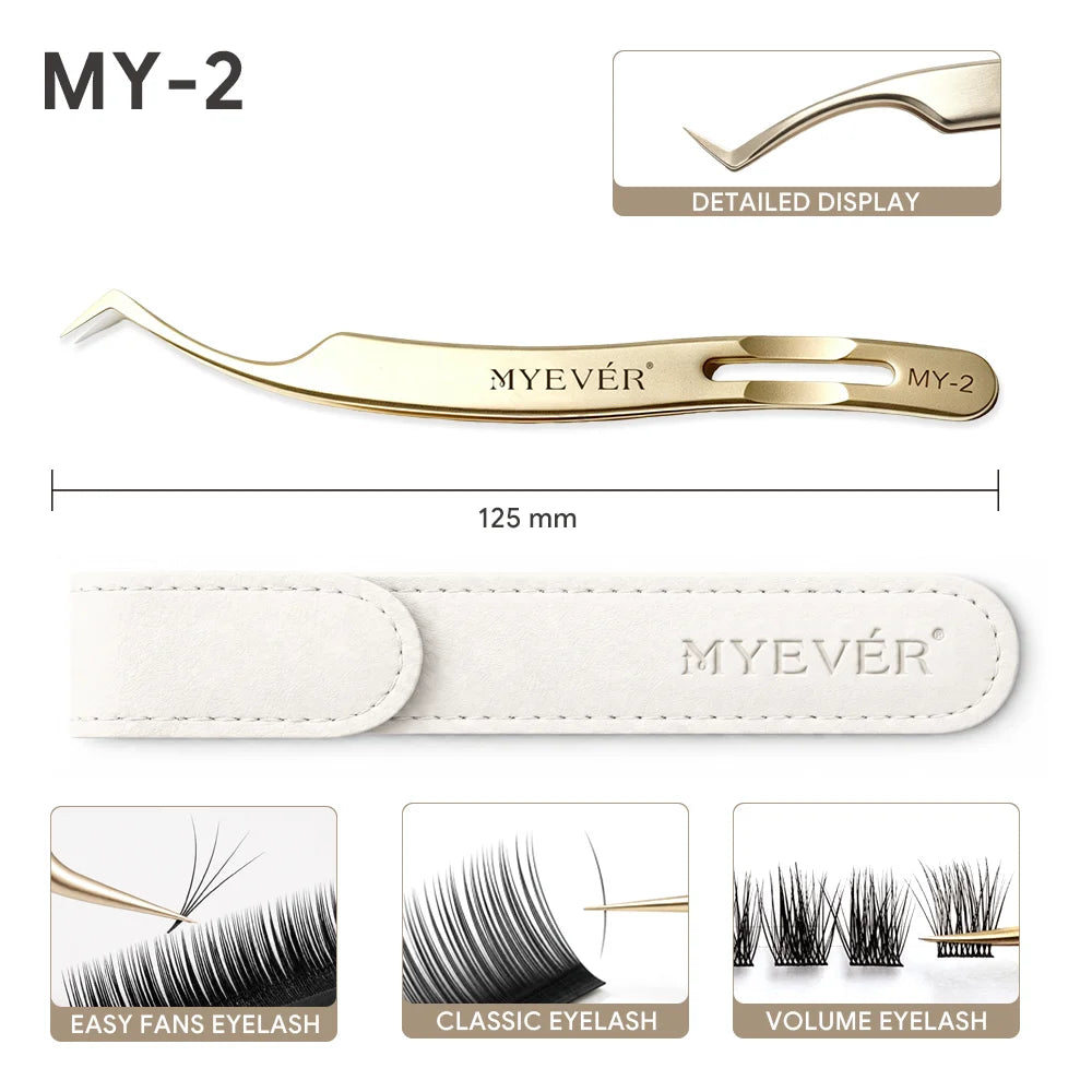 MYEVER Anti-Slip Eyelash Extension Tweezers Steel High-Density Fiber Tip Eyelash & Eyebrow Professional Precision Makeup Tools