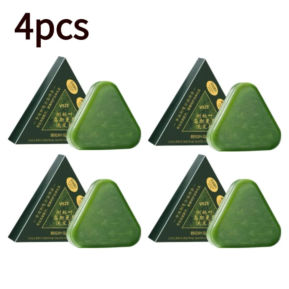 1/2/3/4/5/10pcs Natural Cacumen Platycladi Usma Grass Shampoo Bar Traditional Cold-Processing Silicone-Free Hair Care Soap Halalzen