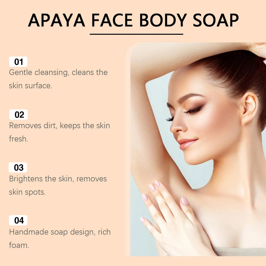 OCEAURA Papaya Turmeric Nourishing Bath Soap Deep Clean Improve Dull Skin Remove Dirt Smooth Epidermis Body Moisturize Bath Soap Halalzen