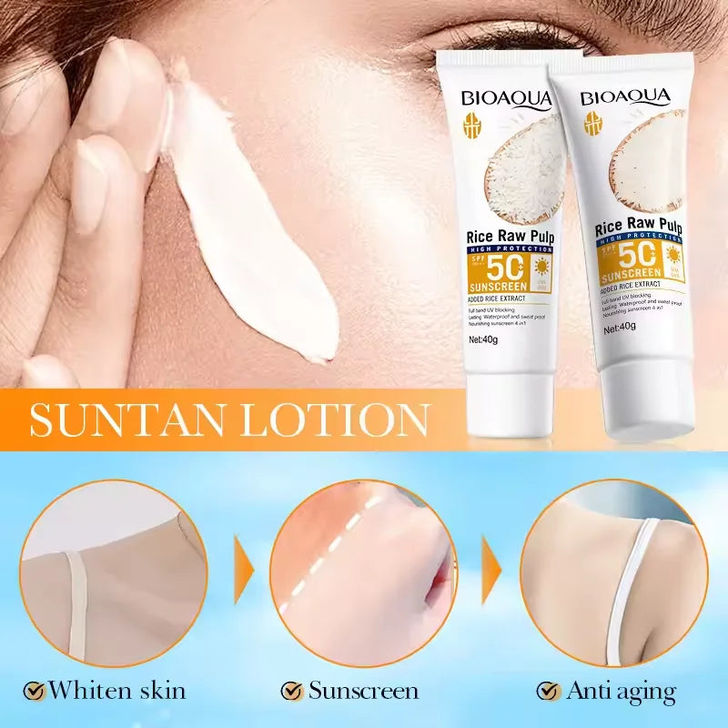 Facial Sunscreen Cream SPF 50+ Body Protector Solar Lotion Long-Lasting Non-Greasy Prevent Sunburn UV Protection Sun Sunblock Halalzen