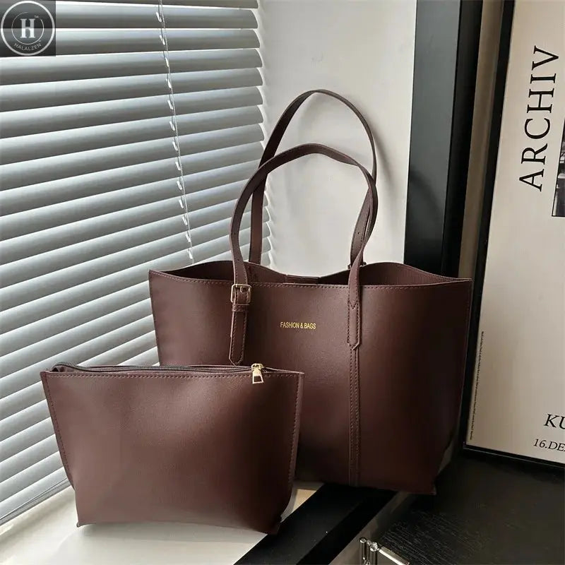Women's Bag Large Capacity Soft Leather Tote Bags Casual Versatile Single Shoulder Handbag Mommy Handbags 2025 Autumn and Winter HALALZEN
