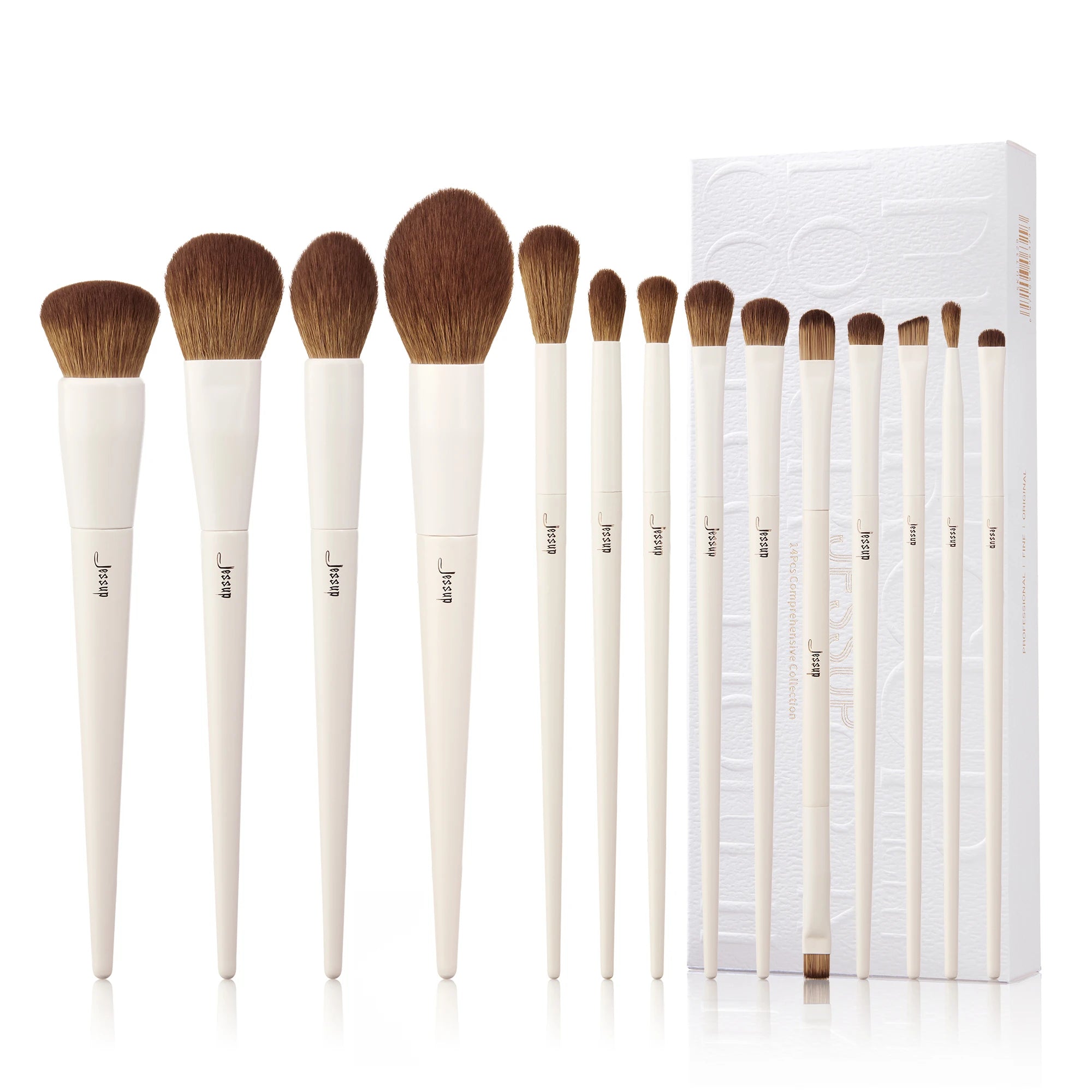 Jessup Makeup Brushes 10-14pc Makeup Brush Set Synthetic Foundation Brush Powder Contour Eyeshadow Liner Blending Highlight T329