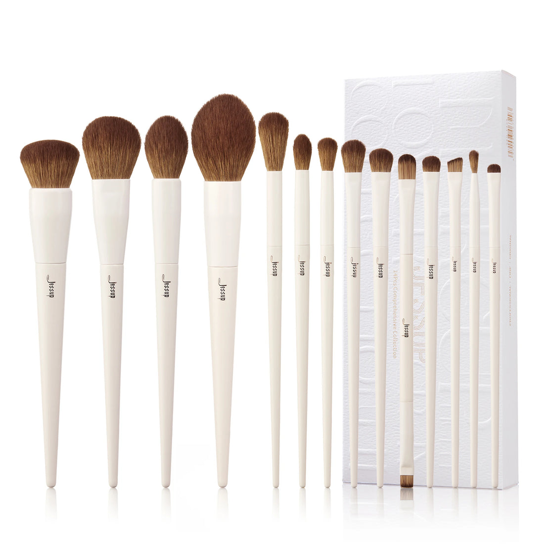 Jessup Makeup Brushes 10-14pc Makeup Brush Set Synthetic Foundation Brush Powder Contour Eyeshadow Liner Blending Highlight T329
